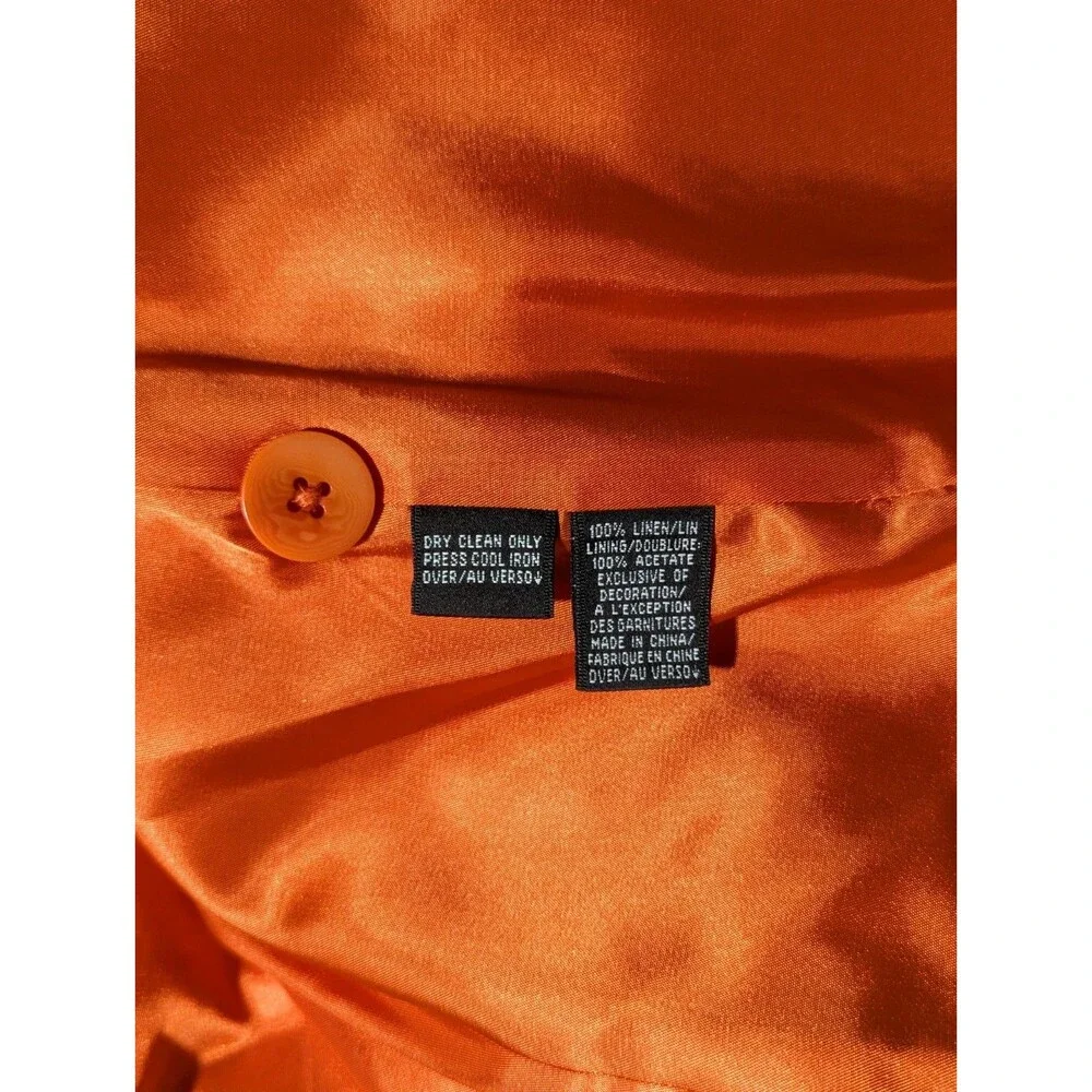 Linda Allard Ellen Tracy Sz 10 Orange Linen Blazer Structured Work Maximalist